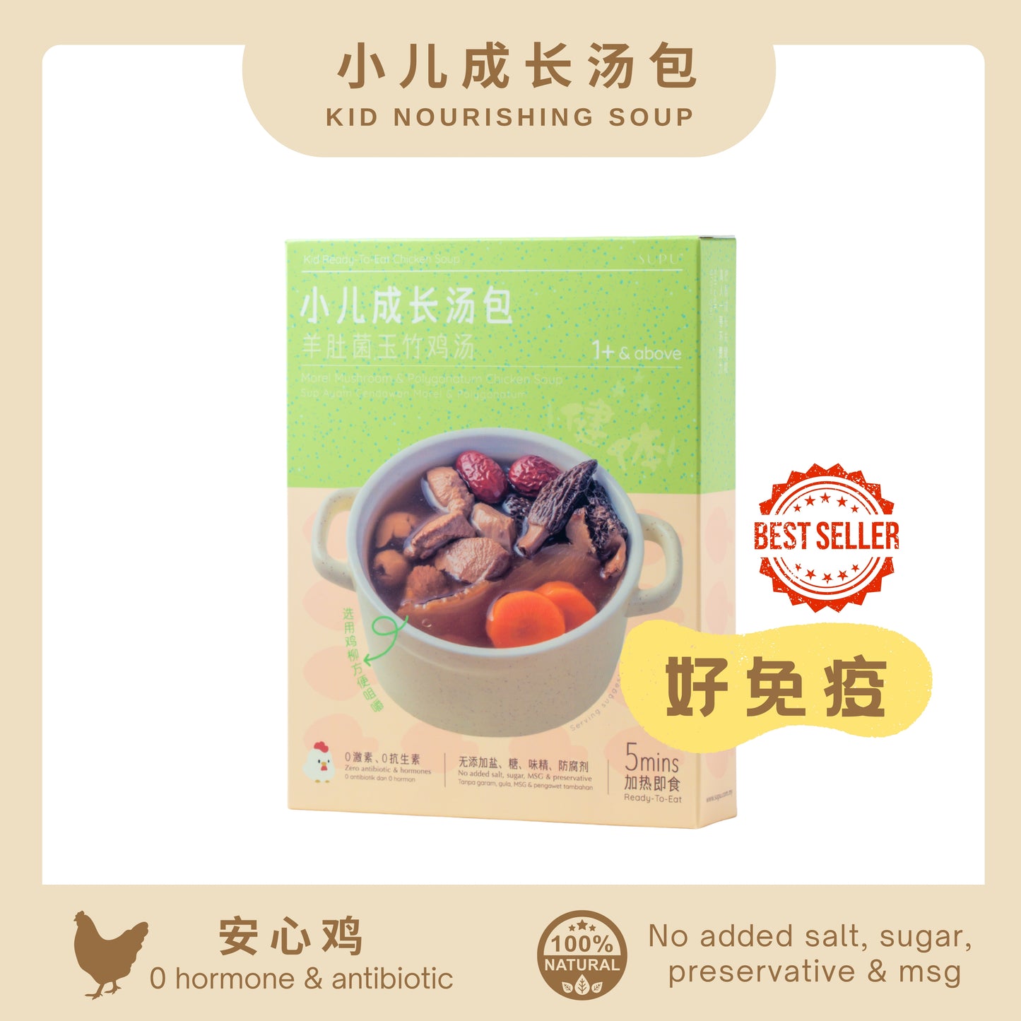 『小儿成长汤包』羊肚菌玉竹鸡汤 MOREL MUSHROOM & POLYGONATUM CHICKEN SOUP